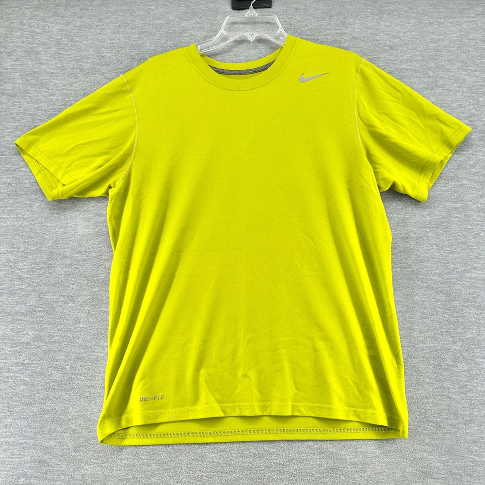Nike Dri-Fit T-Shirt Mens Medium Green Short Sleeve Performance Athletic Swoosh